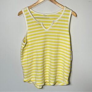 Caslon Butter Yellow and white Thermal‎ tank top Women's size M, NWT